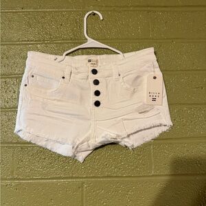 Billabong White Jean Shorts High-Waisted Distressed